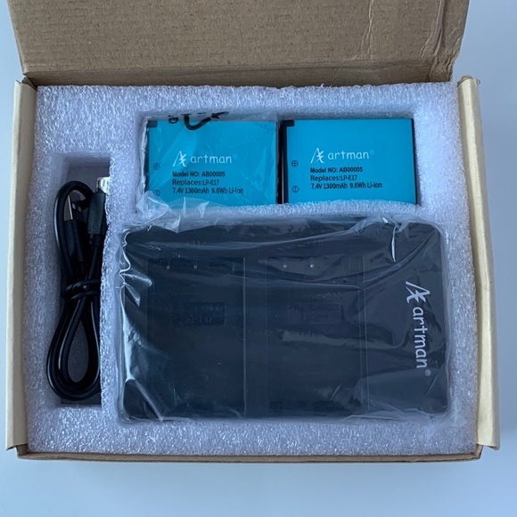 Artman 2-Pack LP-E17 Batteries and Rapid Dual USB Charger - Picture 2 of 4